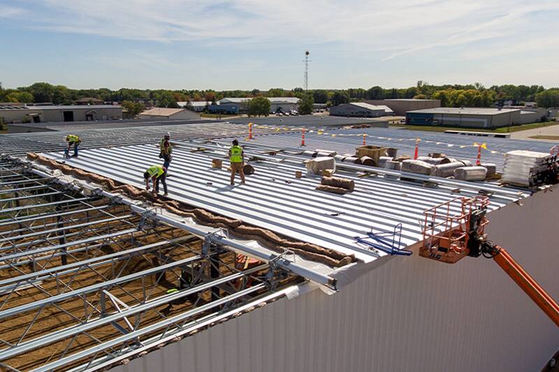 The roof being built