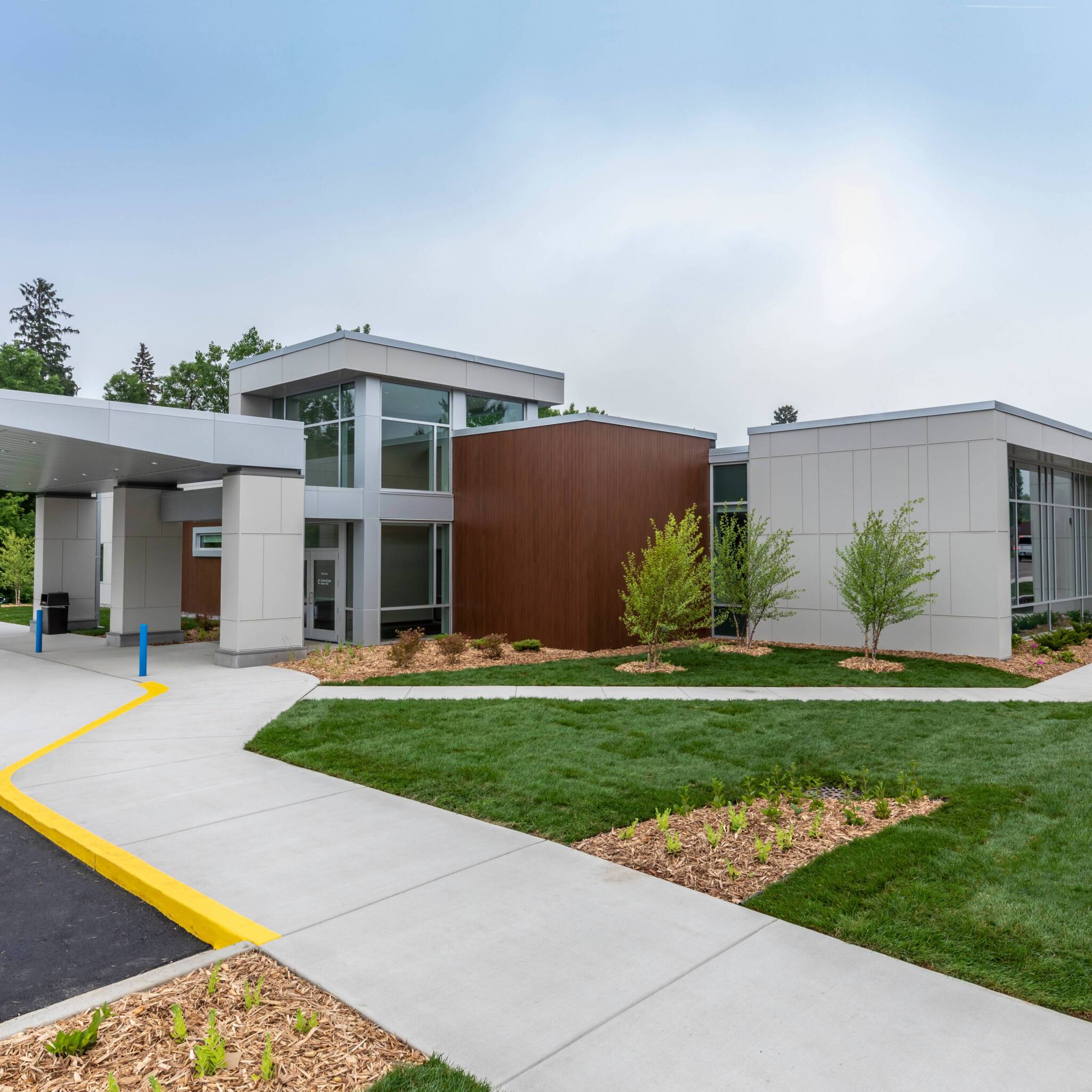 Modern health care facility building exterior
