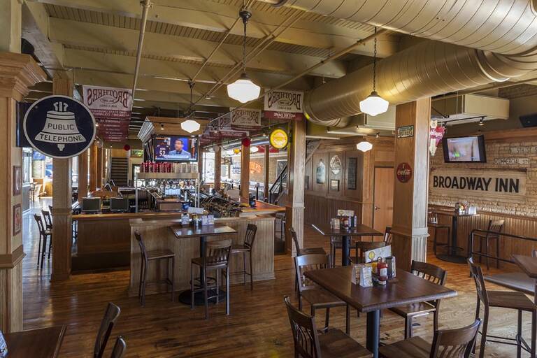 Preserved historical building interior restaurant and bar