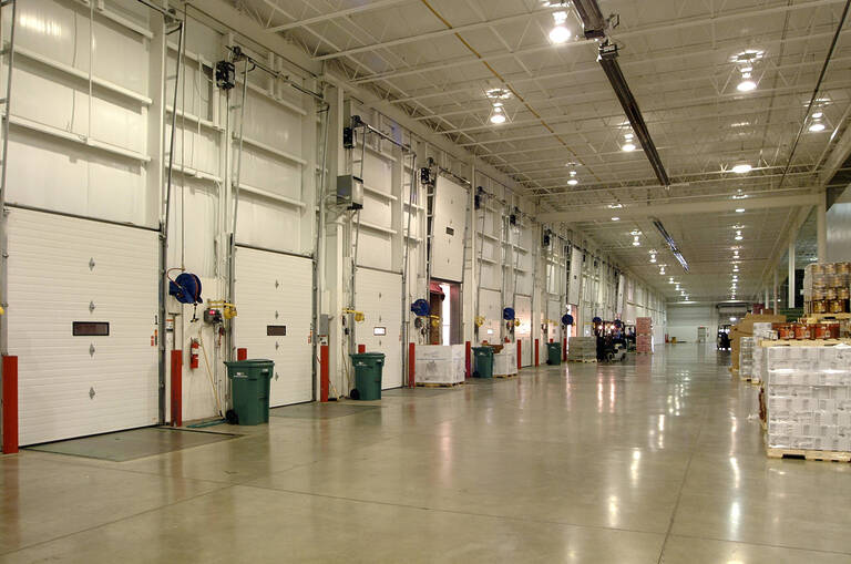 Warehouse and distribution center building interior warehouse doors
