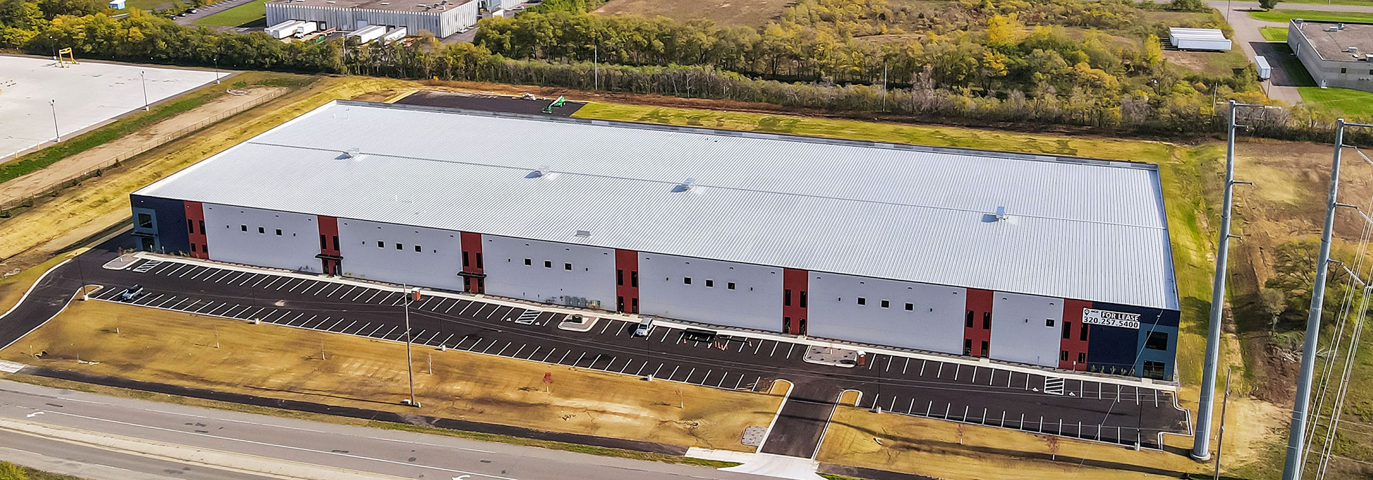 Aerial view of business center building