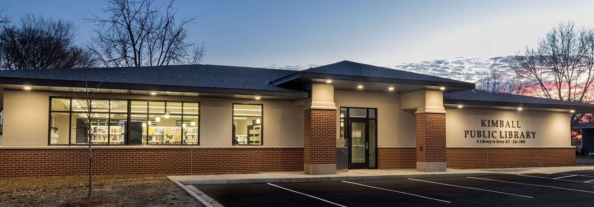 Library exterior at night