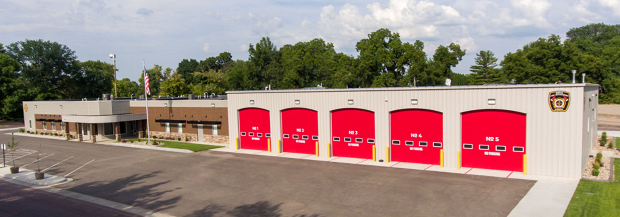 City building and fire department exterior